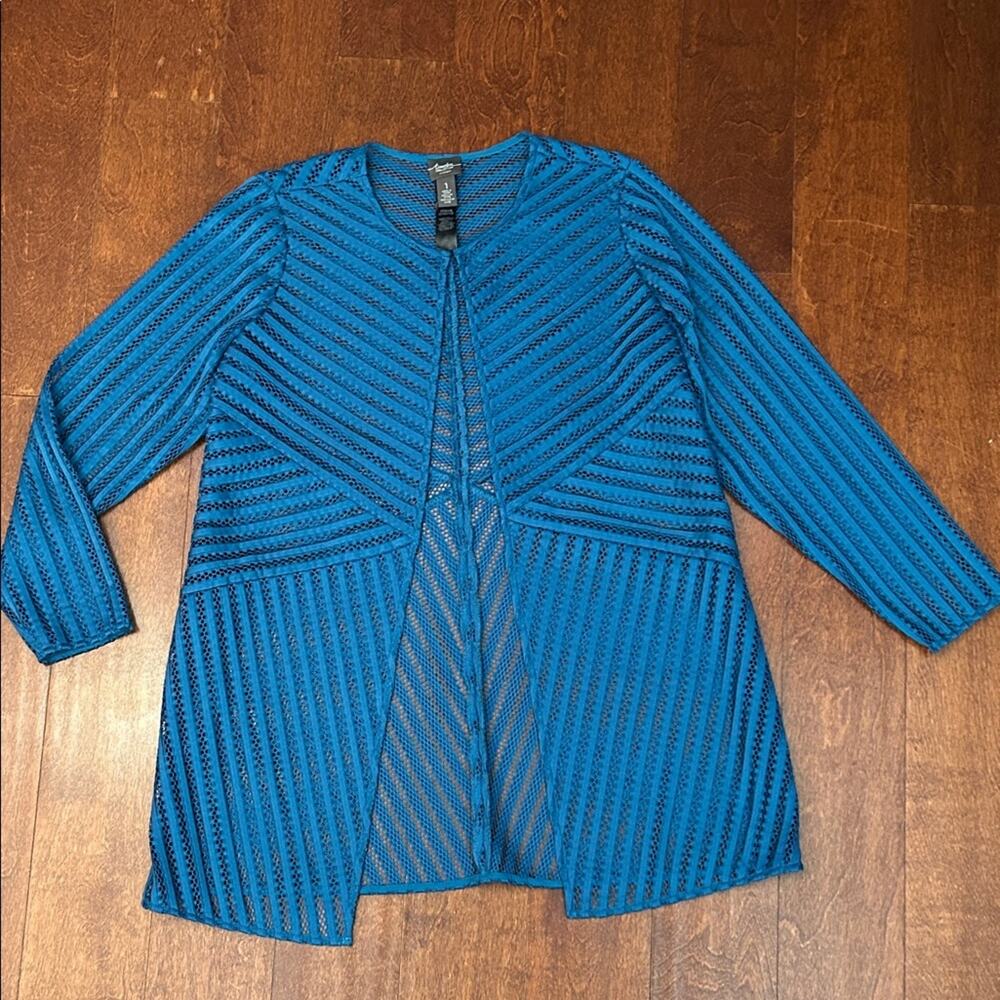 Chico's Travelers Collection Mesh Cardigan Topper Jacket, Size M/8 (Size 1)